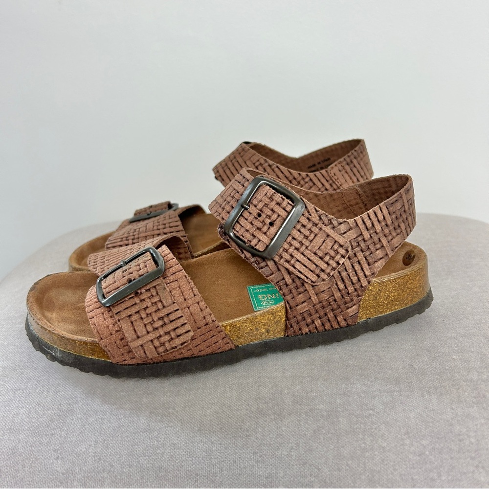 FUSSFORM By Viking  Brown Leather Strap Sandals‎ Size 37 Cork Sole Textured